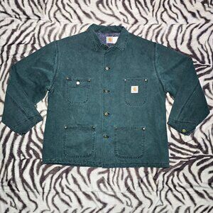 Carhartt CB143 hunter green barn coat chore blanket lined jacket mens XL vintag